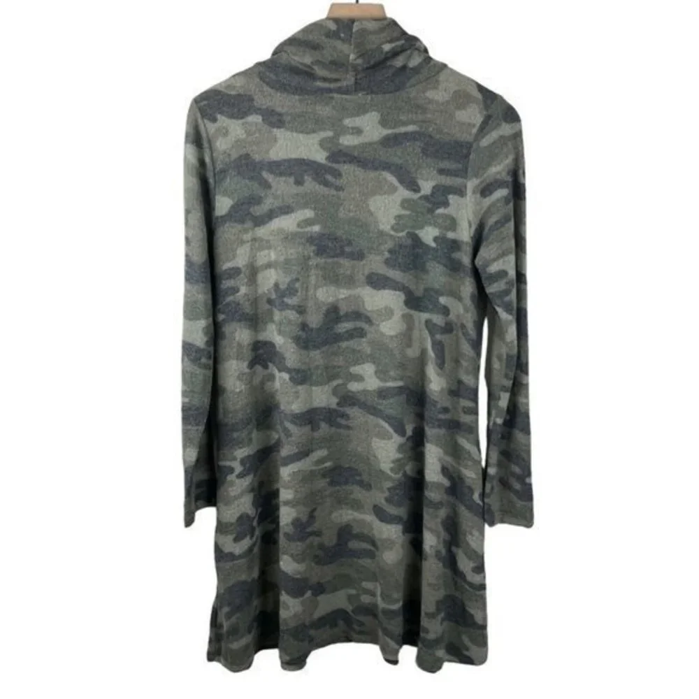 Altar'd State Fleece Green‎ Camo Cowl Neck Long Sleeve Shift Dress Small NWT